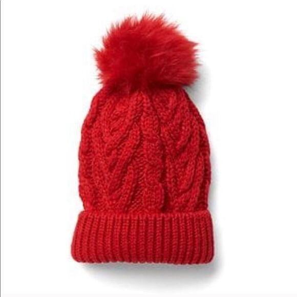 GAP Other - Red knit pom pom beanie